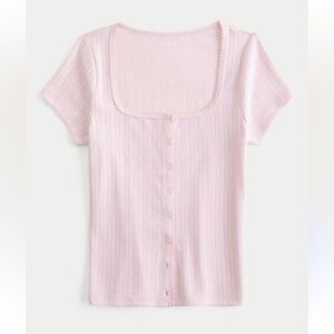 Hollister Short-Sleeve Button-Through Pointelle top
